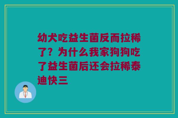 幼犬吃益生菌反而拉稀了?为什么我家狗狗吃了益生菌后还会拉稀泰迪快三 幼犬吃益生菌反而拉稀了?为什么我家狗狗吃了益生菌后还会拉稀泰迪快三
