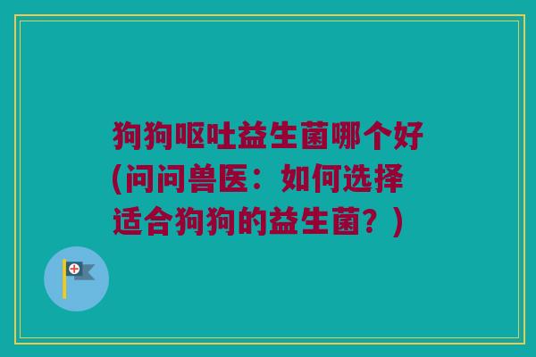 狗狗呕吐益生菌哪个好(问问兽医：如何选择适合狗狗的益生菌？)