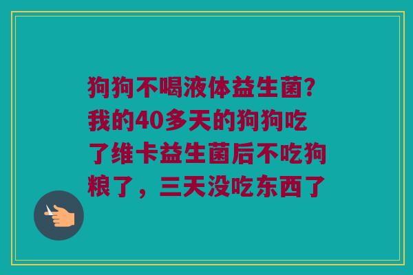 狗狗不喝液体益生菌?我的40多天的狗狗吃了维卡益生菌后不吃狗粮了,三天没吃东西了 狗狗不喝液体益生菌?我的40多天的狗狗吃了维卡益生菌后不吃狗粮了,三天没吃东西了
