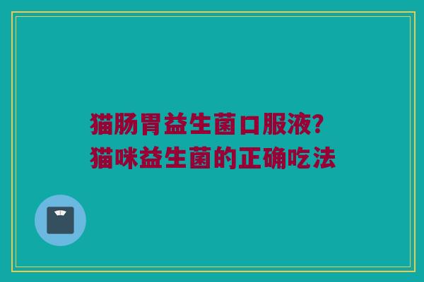 猫肠胃益生菌口服液？猫咪益生菌的正确吃法