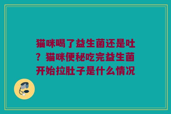 猫咪喝了益生菌还是吐?猫咪吃完益生菌开始拉肚子是什么情况 猫咪喝了益生菌还是吐?猫咪吃完益生菌开始拉肚子是什么情况