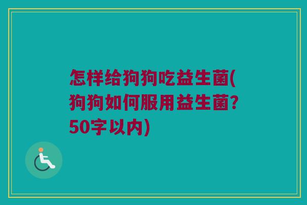 怎样给狗狗吃益生菌？狗狗如何服用益生菌？