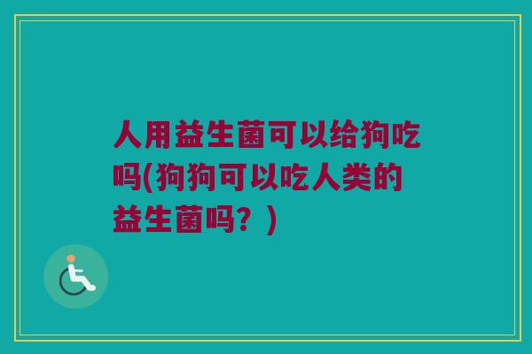 人用益生菌可以给狗吃吗(狗狗可以吃人类的益生菌吗？)