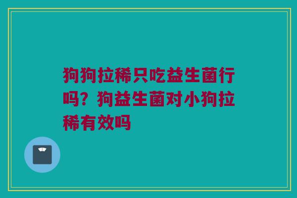 狗狗拉稀只吃益生菌行吗？狗益生菌对小狗拉稀有效吗