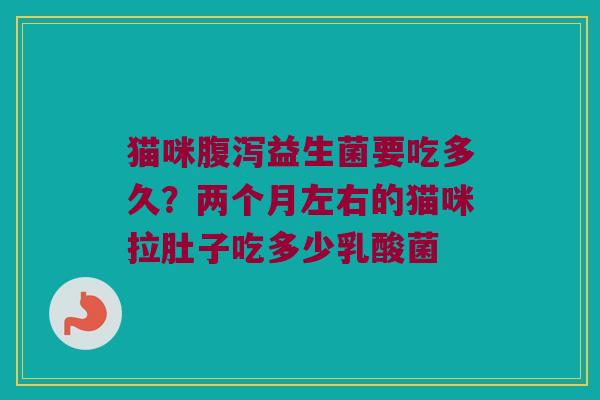 猫咪腹泻益生菌要吃多久？两个月左右的猫咪拉肚子吃多少乳酸菌