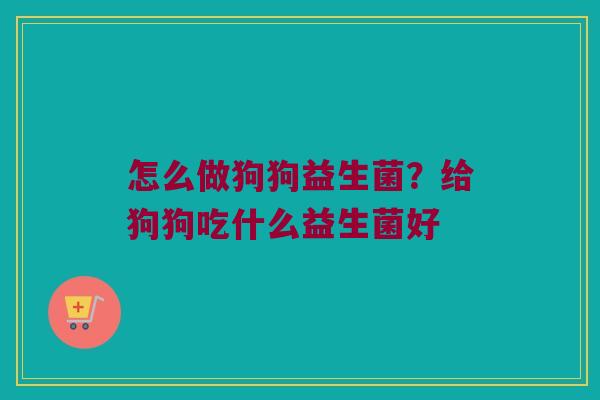 怎么做狗狗益生菌？给狗狗吃什么益生菌好