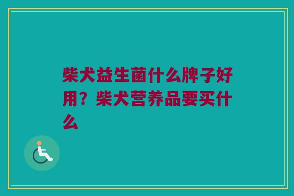 柴犬益生菌什么牌子好用？柴犬营养品要买什么