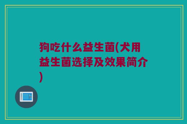 狗吃什么益生菌(犬用益生菌选择及效果简介)