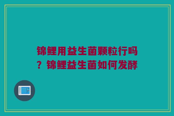锦鲤用益生菌颗粒行吗？锦鲤益生菌如何发酵