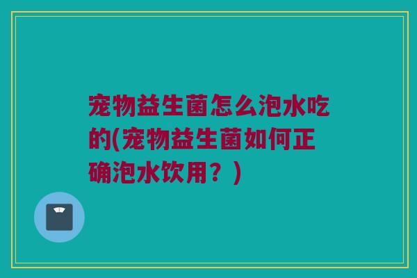 宠物益生菌怎么泡水吃的(宠物益生菌如何正确泡水饮用？)