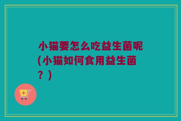 小猫要怎么吃益生菌呢(小猫如何食用益生菌?) 小猫要怎么吃益生菌呢(小猫如何食用益生菌?)