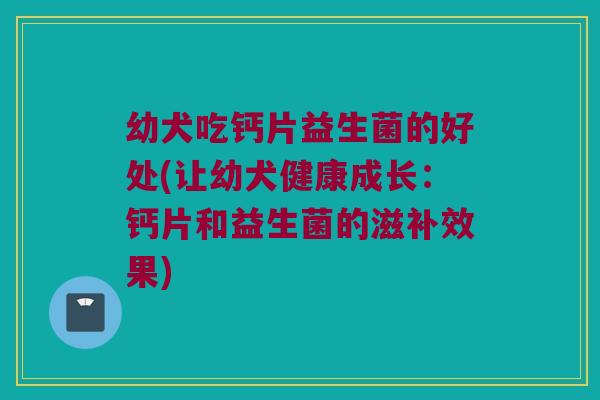 幼犬吃钙片益生菌的好处(让幼犬健康成长:钙片和益生菌的滋补效果) 幼犬吃钙片益生菌的好处(让幼犬健康成长:钙片和益生菌的滋补效果)