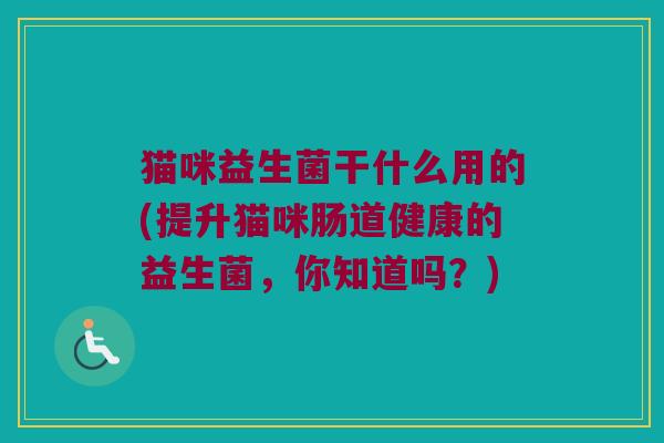 猫咪益生菌干什么用的(提升猫咪肠道健康的益生菌,你知道吗?) 猫咪益生菌干什么用的(提升猫咪肠道健康的益生菌,你知道吗?)