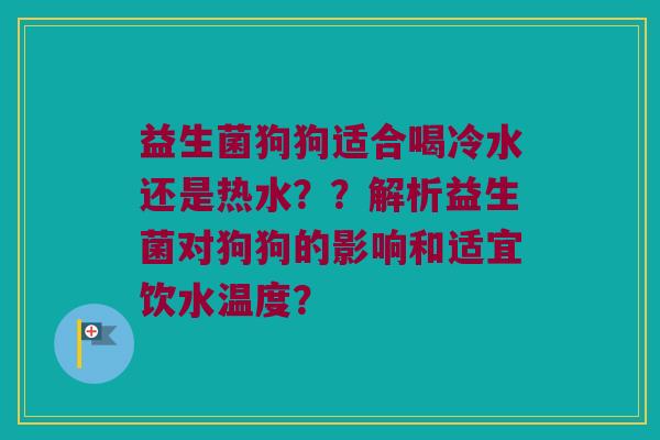 益生菌狗狗适合喝冷水还是热水??解析益生菌对狗狗的影响和适宜饮水温度? 益生菌狗狗适合喝冷水还是热水??解析益生菌对狗狗的影响和适宜饮水温度?