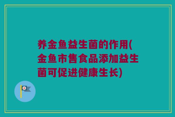 养金鱼益生菌的作用(金鱼市售食品添加益生菌可促进健康生长)