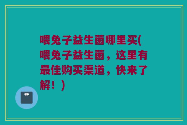 喂兔子益生菌哪里买(喂兔子益生菌，这里有最佳购买渠道，快来了解！)