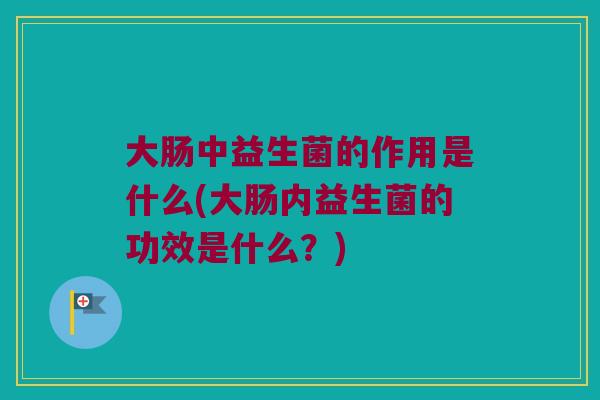 大肠中益生菌的作用是什么(大肠内益生菌的功效是什么？)