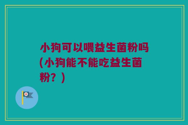 小狗可以喂益生菌粉吗(小狗能不能吃益生菌粉？)