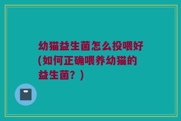 幼猫益生菌怎么投喂好(如何正确喂养幼猫的益生菌?) 幼猫益生菌怎么投喂好(如何正确喂养幼猫的益生菌?)