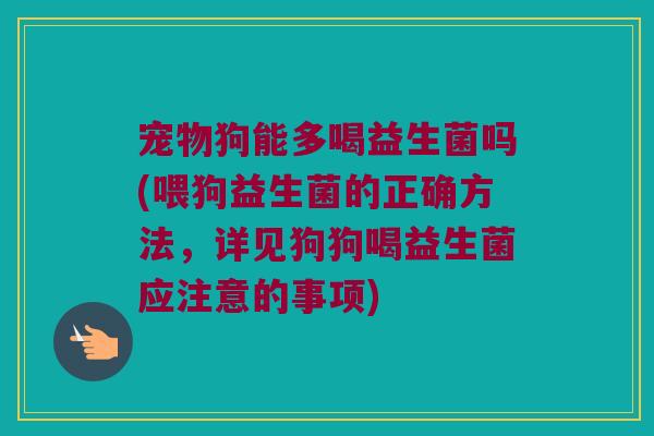 宠物狗能多喝益生菌吗(喂狗益生菌的正确方法,详见狗狗喝益生菌应注意的事项) 宠物狗能多喝益生菌吗(喂狗益生菌的正确方法,详见狗狗喝益生菌应注意的事项)