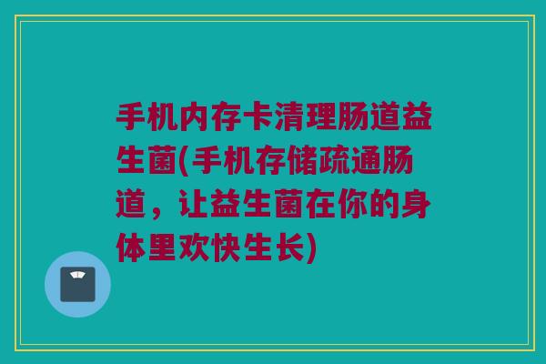 手机内存卡清理肠道益生菌(手机存储疏通肠道，让益生菌在你的身体里欢快生长)