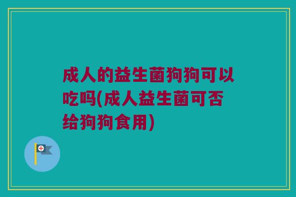 成人的益生菌狗狗可以吃吗(成人益生菌可否给狗狗食用)