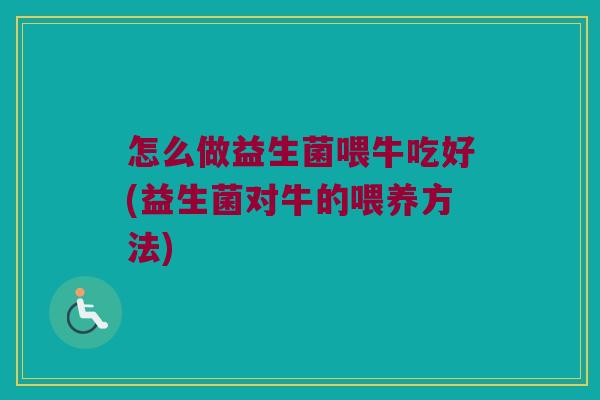 怎么做益生菌喂牛吃好(益生菌对牛的喂养方法)