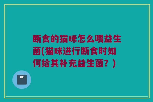 断食的猫咪怎么喂益生菌(猫咪进行断食时如何给其补充益生菌?) 断食的猫咪怎么喂益生菌(猫咪进行断食时如何给其补充益生菌?)