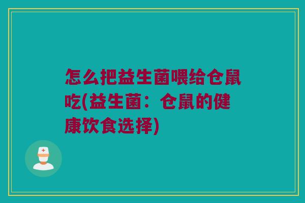 怎么把益生菌喂给仓鼠吃(益生菌：仓鼠的健康饮食选择)