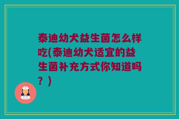 泰迪幼犬益生菌怎么样吃(泰迪幼犬适宜的益生菌补充方式你知道吗？)