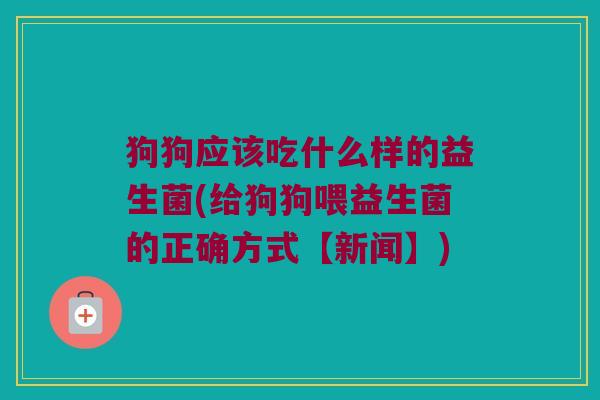 狗狗应该吃什么样的益生菌(给狗狗喂益生菌的正确方式【新闻】)