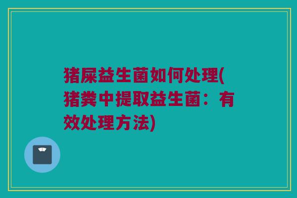 猪屎益生菌如何处理(猪粪中提取益生菌：有效处理方法)