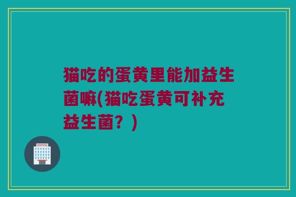 猫吃的蛋黄里能加益生菌嘛(猫吃蛋黄可补充益生菌？)