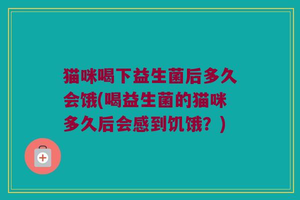 猫咪喝下益生菌后多久会饿(喝益生菌的猫咪多久后会感到饥饿?) 猫咪喝下益生菌后多久会饿(喝益生菌的猫咪多久后会感到饥饿?)