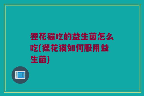 狸花猫吃的益生菌怎么吃(狸花猫如何服用益生菌)