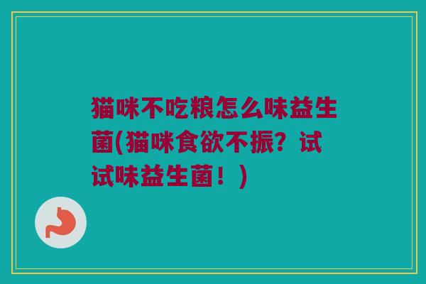 猫咪不吃粮怎么味益生菌(猫咪食欲不振？试试味益生菌！)