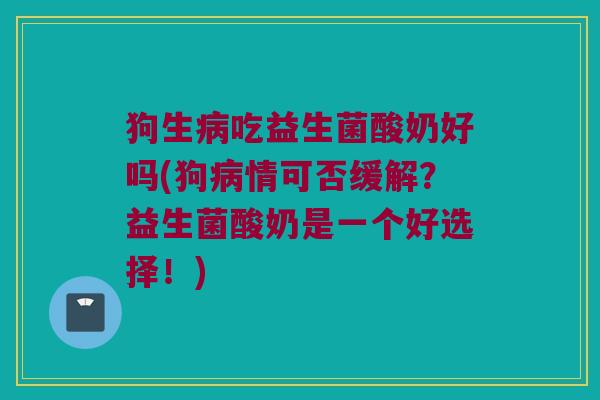 狗生病吃益生菌酸奶好吗(狗病情可否缓解？益生菌酸奶是一个好选择！)