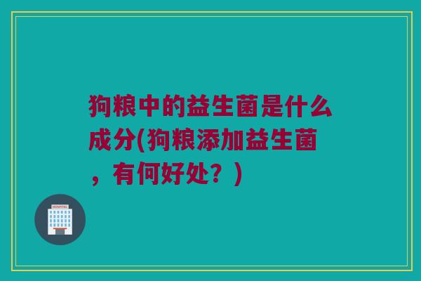 狗粮中的益生菌是什么成分(狗粮添加益生菌，有何好处？)