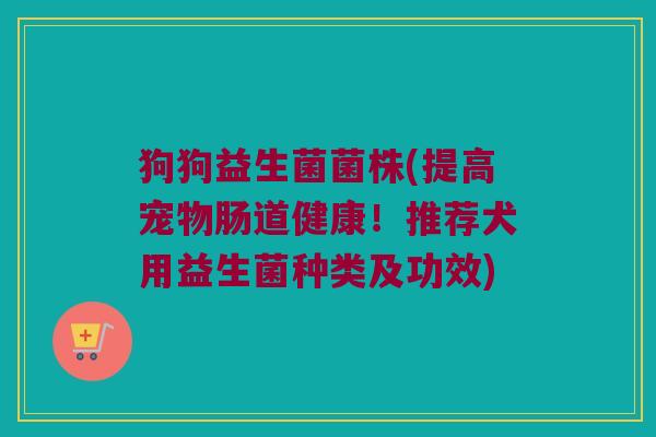狗狗益生菌菌株(提高宠物肠道健康!推荐犬用益生菌种类及功效) 狗狗益生菌菌株(提高宠物肠道健康!推荐犬用益生菌种类及功效)