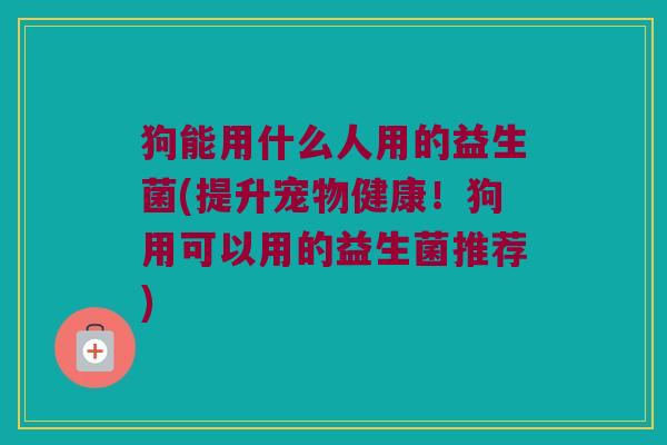 狗能用什么人用的益生菌(提升宠物健康！狗用可以用的益生菌推荐)