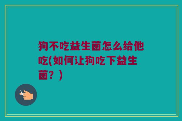狗不吃益生菌怎么给他吃(如何让狗吃下益生菌？)