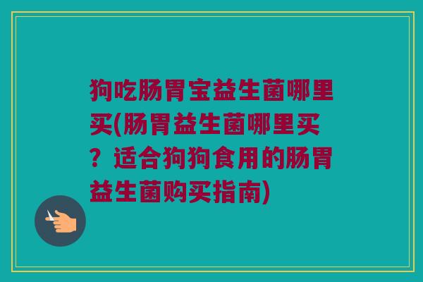 狗吃肠胃宝益生菌哪里买(肠胃益生菌哪里买？适合狗狗食用的肠胃益生菌购买指南)