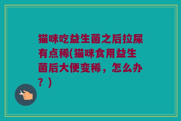 猫咪吃益生菌之后拉屎有点稀(猫咪食用益生菌后大便变稀，怎么办？)