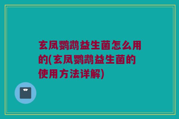 玄凤鹦鹉益生菌怎么用的(玄凤鹦鹉益生菌的使用方法详解)
