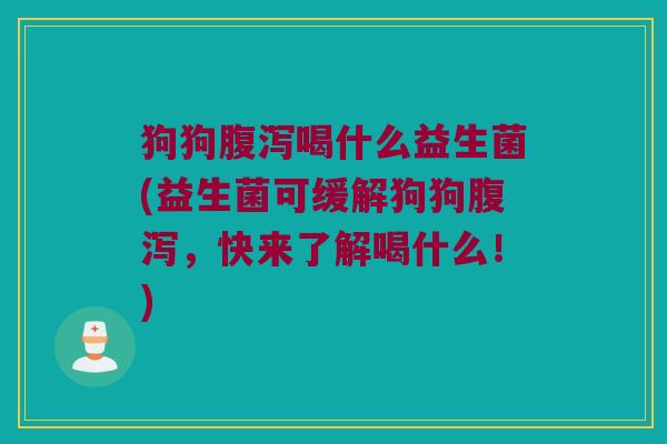 狗狗腹泻喝什么益生菌(益生菌可缓解狗狗腹泻，快来了解喝什么！)
