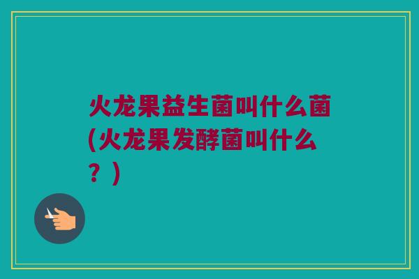 火龙果益生菌叫什么菌(火龙果发酵菌叫什么？)