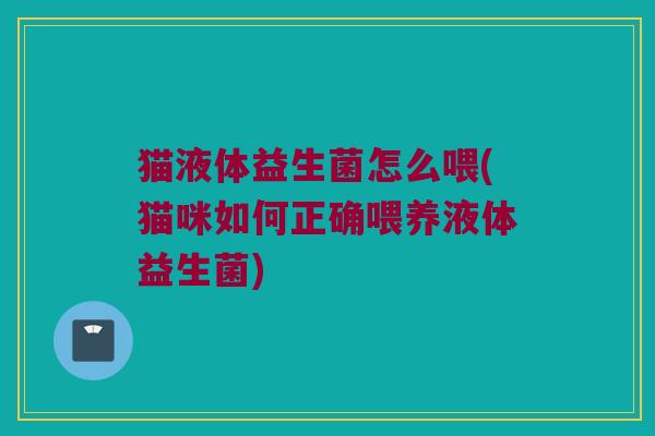 猫液体益生菌怎么喂(猫咪如何正确喂养液体益生菌)