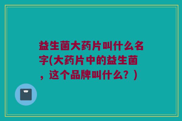 益生菌大药片叫什么名字(大药片中的益生菌，这个品牌叫什么？)