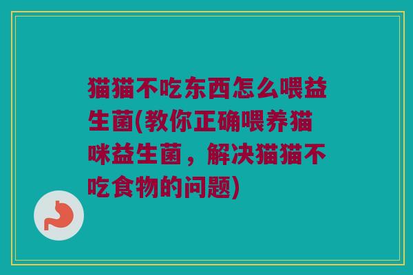 猫猫不吃东西怎么喂益生菌(教你正确喂养猫咪益生菌,解决猫猫不吃食物的问题) 猫猫不吃东西怎么喂益生菌(教你正确喂养猫咪益生菌,解决猫猫不吃食物的问题)