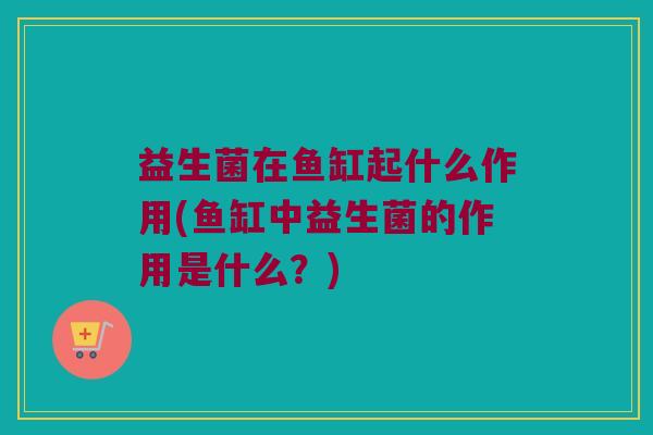 益生菌在鱼缸起什么作用(鱼缸中益生菌的作用是什么？)